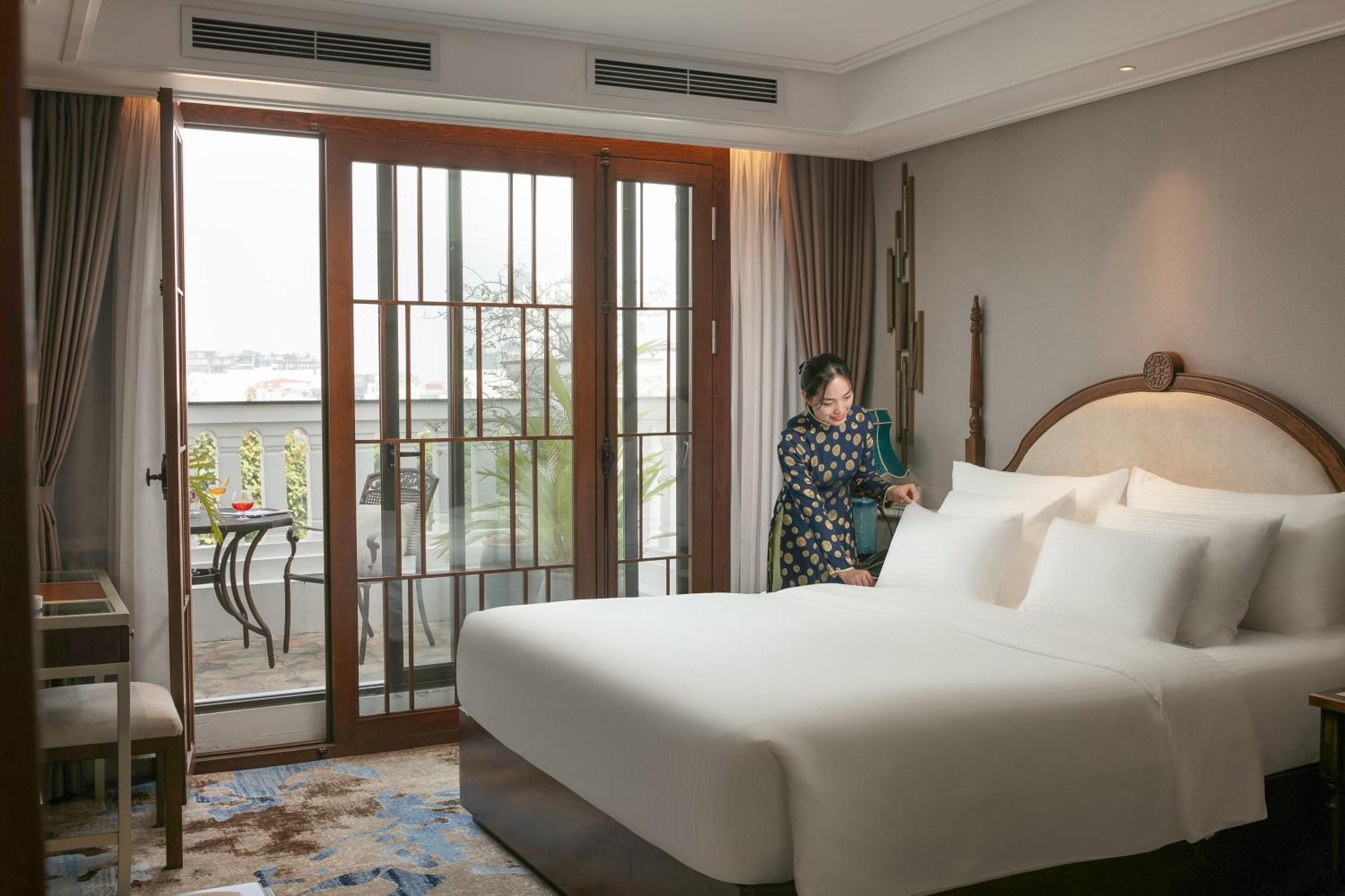 The Oriental Jade Hotel Hanói Exterior foto A guest room at the hotel